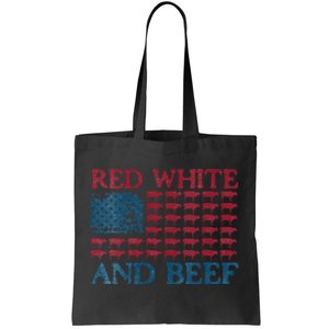 Womens Red White And Beef 4th Of July Cattle American Flag Cow Tote Bag