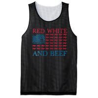 Womens Red White And Beef 4th Of July Cattle American Flag Cow Mesh Reversible Basketball Jersey Tank