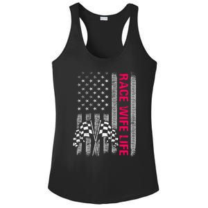 Wo Race Wife Life Racing Racer Mom American Usa Flag Meaningful Gift Ladies PosiCharge Competitor Racerback Tank