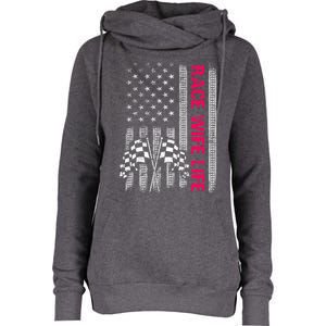 Wo Race Wife Life Racing Racer Mom American Usa Flag Meaningful Gift Womens Funnel Neck Pullover Hood