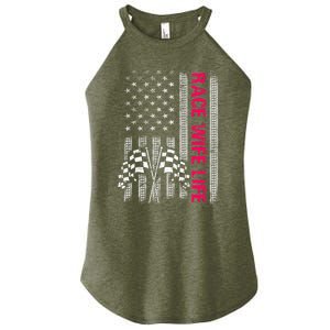 Wo Race Wife Life Racing Racer Mom American Usa Flag Meaningful Gift Women's Perfect Tri Rocker Tank