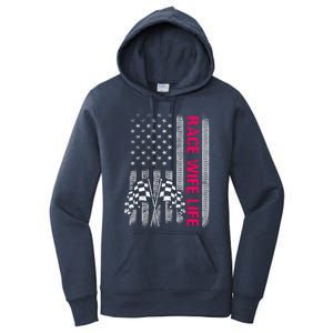 Wo Race Wife Life Racing Racer Mom American Usa Flag Meaningful Gift Women's Pullover Hoodie