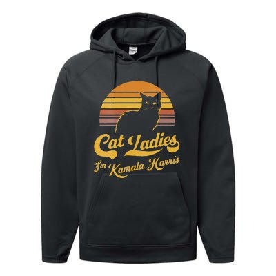 Women Retro Women Kamala Harris Cat Lady Gift Performance Fleece Hoodie