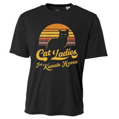 Women Retro Women Kamala Harris Cat Lady Gift Cooling Performance Crew T-Shirt