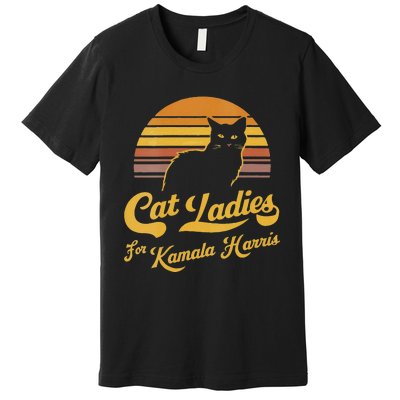 Women Retro Women Kamala Harris Cat Lady Gift Premium T-Shirt