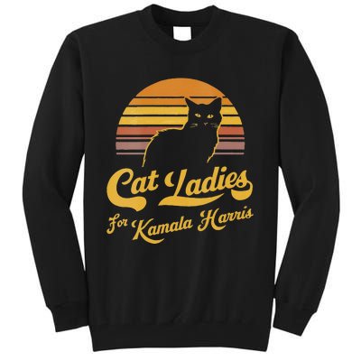 Women Retro Women Kamala Harris Cat Lady Gift Tall Sweatshirt