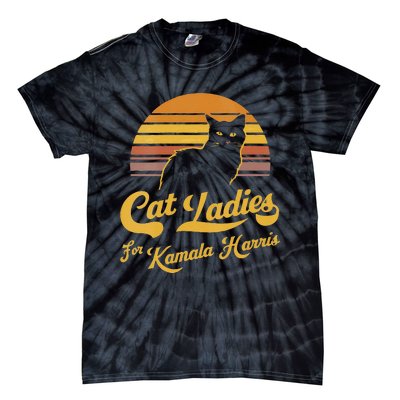 Women Retro Women Kamala Harris Cat Lady Gift Tie-Dye T-Shirt