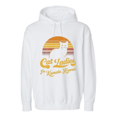 Women Retro Women Kamala Harris Cat Lady Gift Garment-Dyed Fleece Hoodie