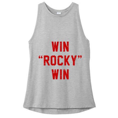 Win Rocky Win Pre Distessed Font Ladies PosiCharge Tri-Blend Wicking Tank