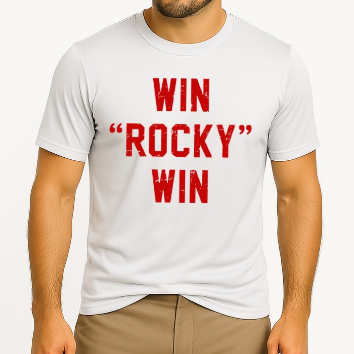Win Rocky Win Pre Distessed Font Cooling Performance Crew T-Shirt