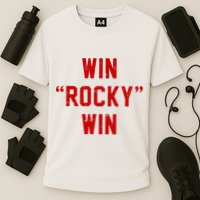 Win Rocky Win Pre Distessed Font Cooling Performance Crew T-Shirt