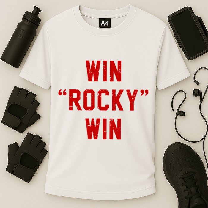 Win Rocky Win Pre Distessed Font Cooling Performance Crew T-Shirt