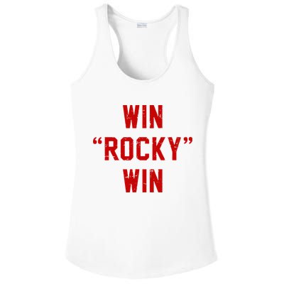 Win Rocky Win Pre Distessed Font Ladies PosiCharge Competitor Racerback Tank