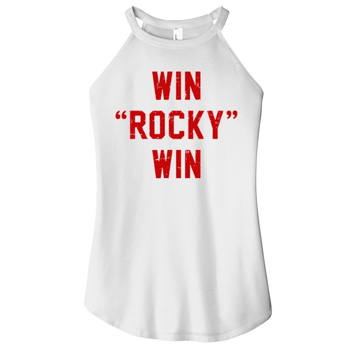 Win Rocky Win Pre Distessed Font Women's Perfect Tri Rocker Tank