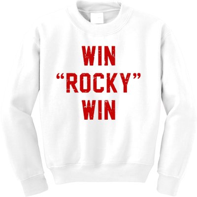 Win Rocky Win Pre Distessed Font Kids Sweatshirt