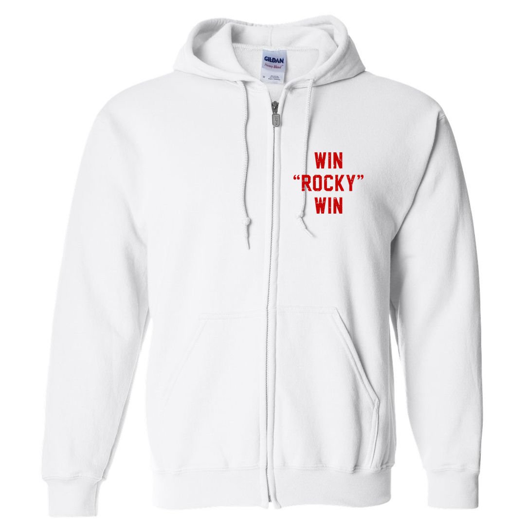 Win Rocky Win Pre Distessed Font Full Zip Hoodie