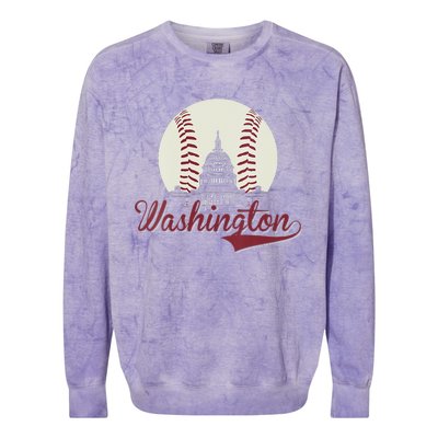 Womens Retro Washington DC Baseball National Mall Silhouette Sport Colorblast Crewneck Sweatshirt