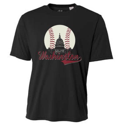 Womens Retro Washington DC Baseball National Mall Silhouette Sport Cooling Performance Crew T-Shirt