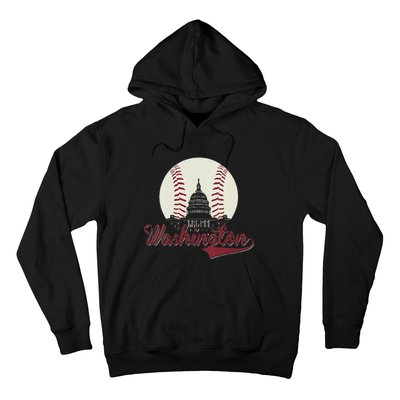 Womens Retro Washington DC Baseball National Mall Silhouette Sport Hoodie