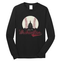 Womens Retro Washington DC Baseball National Mall Silhouette Sport Long Sleeve Shirt