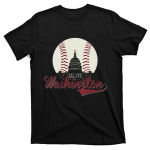 Womens Retro Washington DC Baseball National Mall Silhouette Sport T-Shirt