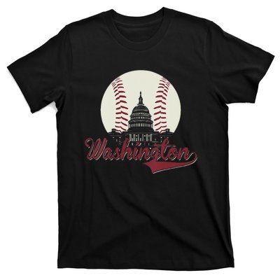 Womens Retro Washington DC Baseball National Mall Silhouette Sport T-Shirt