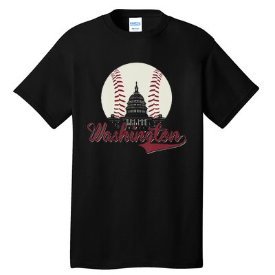 Womens Retro Washington DC Baseball National Mall Silhouette Sport Tall T-Shirt