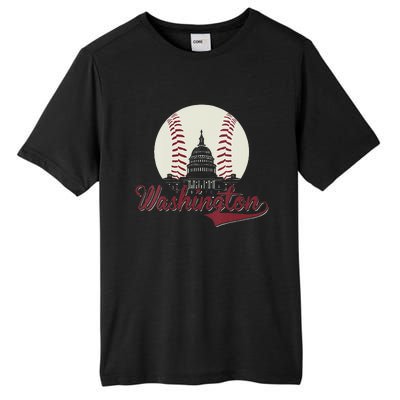 Womens Retro Washington DC Baseball National Mall Silhouette Sport Tall Fusion ChromaSoft Performance T-Shirt