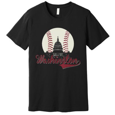 Womens Retro Washington DC Baseball National Mall Silhouette Sport Premium T-Shirt