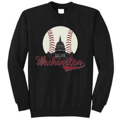 Womens Retro Washington DC Baseball National Mall Silhouette Sport Tall Sweatshirt