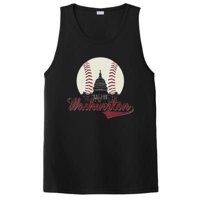 Womens Retro Washington DC Baseball National Mall Silhouette Sport PosiCharge Competitor Tank