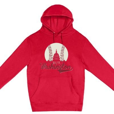 Womens Retro Washington DC Baseball National Mall Silhouette Sport Premium Pullover Hoodie