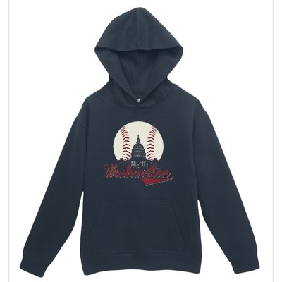 Womens Retro Washington DC Baseball National Mall Silhouette Sport Urban Pullover Hoodie