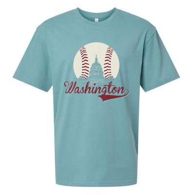 Womens Retro Washington DC Baseball National Mall Silhouette Sport Sueded Cloud Jersey T-Shirt