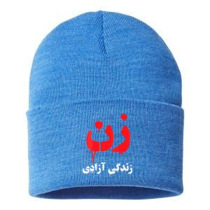 Womens RISE WITH THE WOMEN OF IRAN Women Life Freedom #Mahsaamini Sustainable Knit Beanie