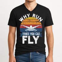 Why Run When You Can Fly Butterfly Stroke Swim Team Swimmi V-Neck T-Shirt
