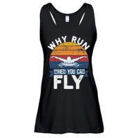 Why Run When You Can Fly Butterfly Stroke Swim Team Swimmi Ladies Essential Flowy Tank