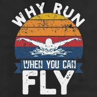 Why Run When You Can Fly Butterfly Stroke Swim Team Swimmi Crop Fleece Hoodie