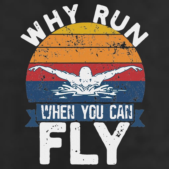 Why Run When You Can Fly Butterfly Stroke Swim Team Swimmi Crop Fleece Hoodie
