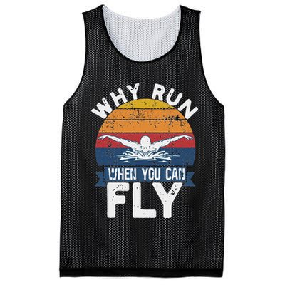 Why Run When You Can Fly Butterfly Stroke Swim Team Swimmi Mesh Reversible Basketball Jersey Tank