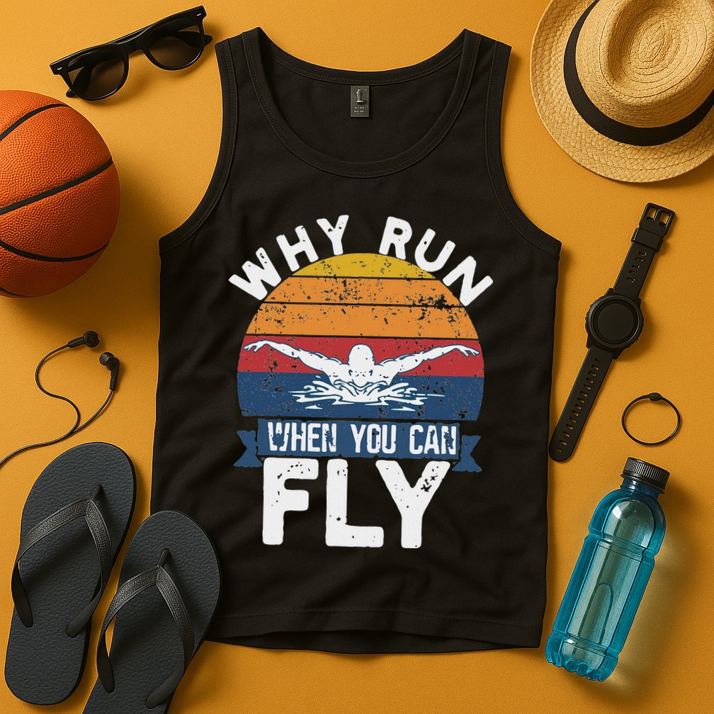 Why Run When You Can Fly Butterfly Stroke Swim Team Swimmi Tank Top