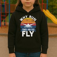 Why Run When You Can Fly Butterfly Stroke Swim Team Swimmi Kids Hoodie