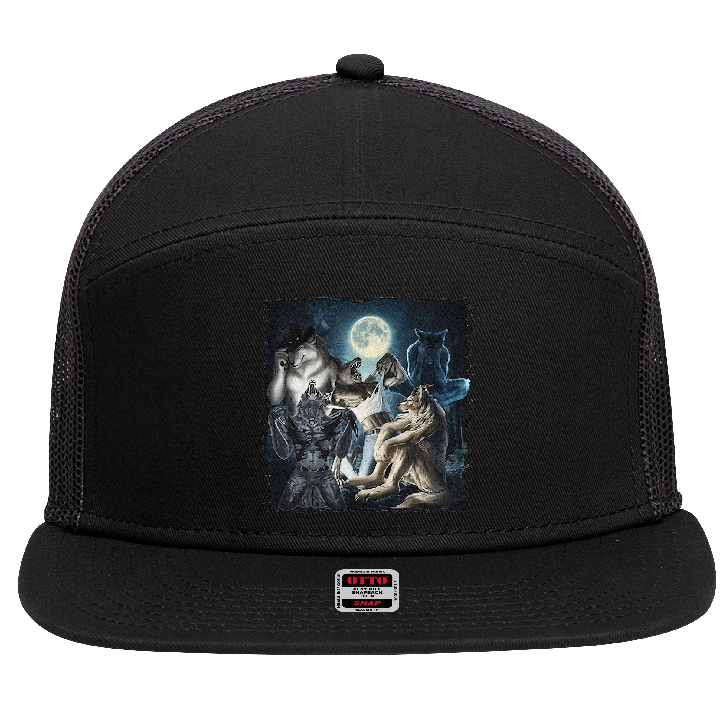 Wolf Ripping Werewolf Alpha Wolf Funny Oddly Meme 7 Panel Mesh Trucker Snapback Hat