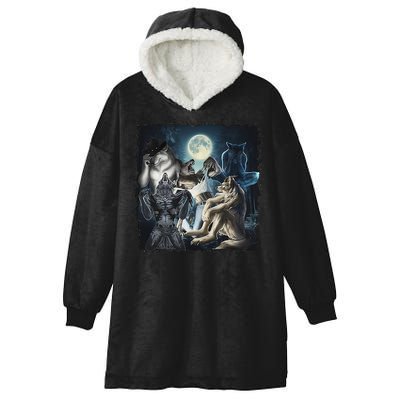Wolf Ripping Werewolf Alpha Wolf Funny Oddly Meme Hooded Wearable Blanket