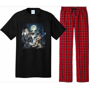 Wolf Ripping Werewolf Alpha Wolf Funny Oddly Meme Pajama Set