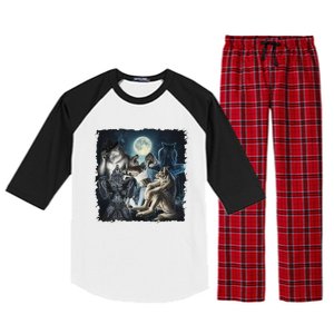 Wolf Ripping Werewolf Alpha Wolf Funny Oddly Meme Raglan Sleeve Pajama Set