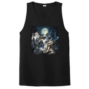 Wolf Ripping Werewolf Alpha Wolf Funny Oddly Meme PosiCharge Competitor Tank