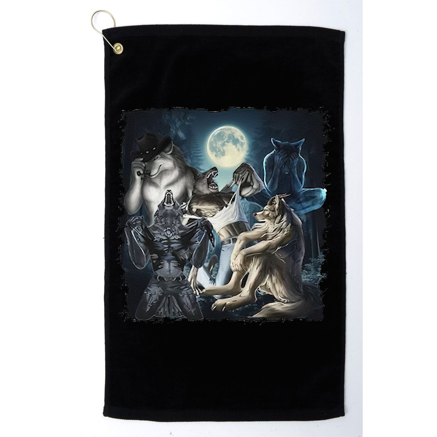 Wolf Ripping Werewolf Alpha Wolf Funny Oddly Meme Golf Towel