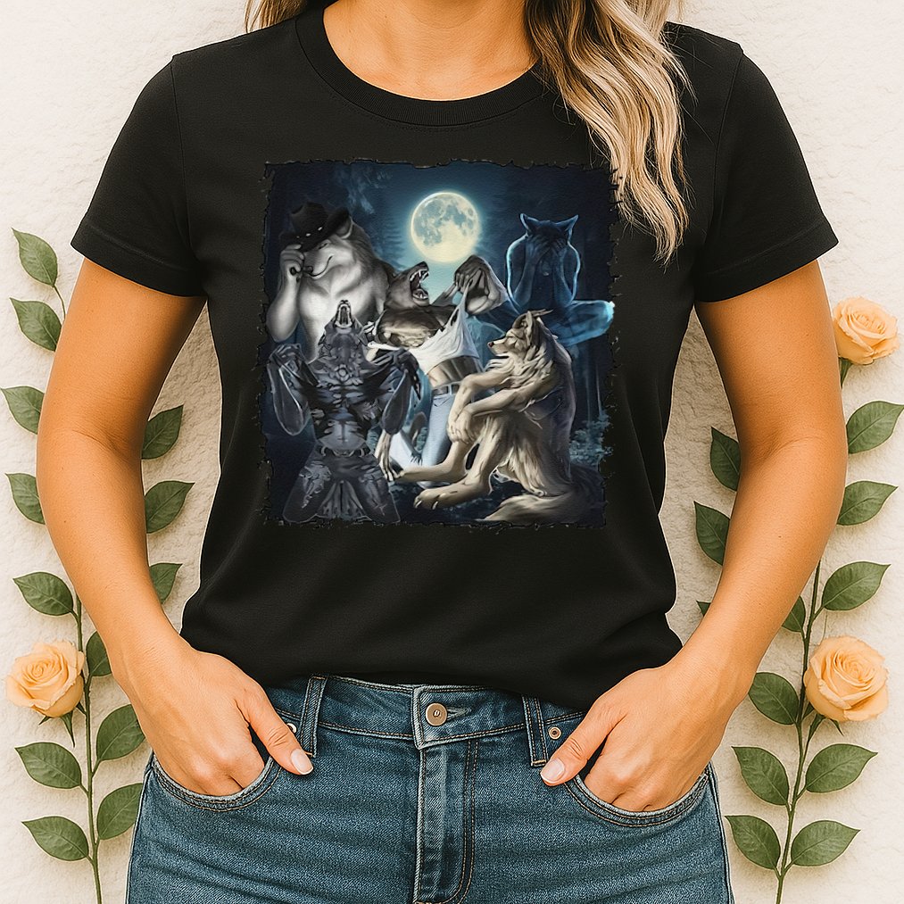 Wolf Ripping Werewolf Alpha Wolf Funny Oddly Meme Womens T-Shirt