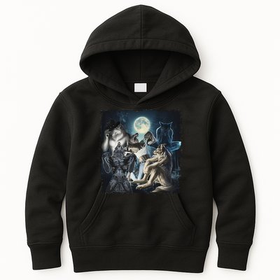 Wolf Ripping Werewolf Alpha Wolf Funny Oddly Meme Kids Hoodie